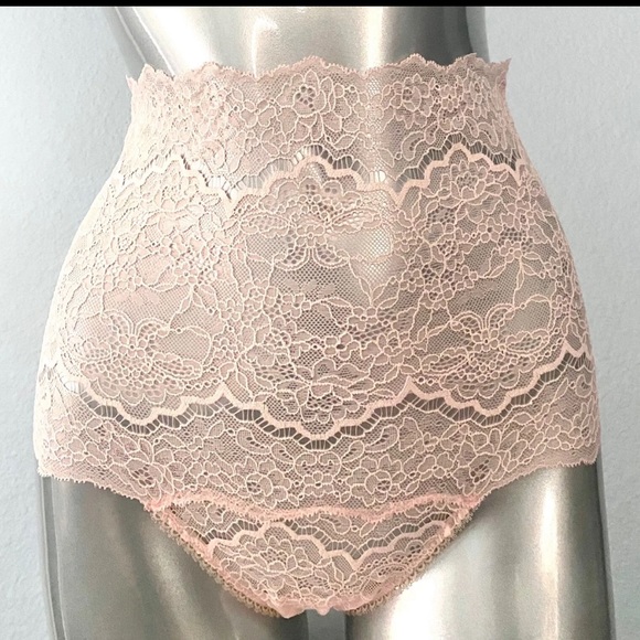 NWT Victoria’s Secret Corded Lace High Waist Thong Purest Pink panty - Picture 2 of 10